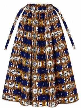 Women's Long Maxi Skirt With Matching Scarf One Size African Boho Print Pockets